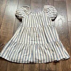 Chelsea & Violet Blue and White Puff Sleeve Sundress